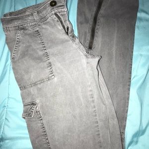 Grey wash cargo skinny pants